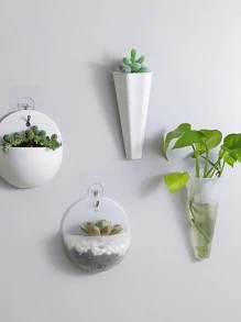 1pc/2pcs/4pcs Wall Hanging Vase, Hydroponic Wall Mounted Planter, Slouchy Person Plastic Wall Hanging Planter For Succulents - White - View 4