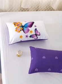 2入组蝴蝶印花枕套，無填充物，臥室現代布藝床枕套 - 彩色 - 查看 6