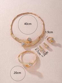5pcs/set Glamorous Rhinestone Decor Jewelry Set For Women For Wedding Party