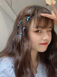 6个装女士蝴蝶装饰时尚发夹，街头发夹，爪夹，发卡，学生用品，发饰，头部饰品，发卡，发夹 - 彩色 - 查看 2