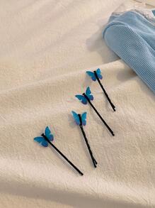 6个装女士蝴蝶装饰时尚发夹，街头发夹，爪夹，发卡，学生用品，发饰，头部饰品，发卡，发夹 - 彩色 - 查看 4