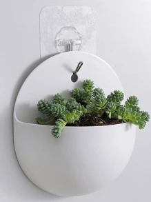 1pc Wall Mounted Plant Container - White - View 1
