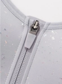 WINGSLOVE Plus High Support Dot Print Zip Up Sports Bra - Purple - View 8