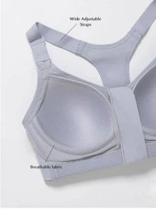 WINGSLOVE Plus High Support Dot Print Zip Up Sports Bra - Purple - View 6