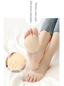 1/3/5 对女士五趾前脚垫高跟鞋半鞋垫老茧鸡眼足部疼痛护理吸收冲击袜子趾垫插入物适合户外、运动、旅行、家庭、办公室、学校 - 米色 - 查看 3