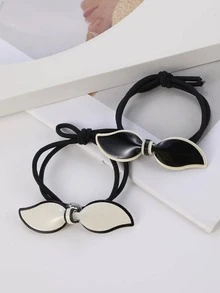 2 chiếc nơ nữ trang trí nơ buộc tóc thời trang cho cuộc sống hàng ngày - Đen và trắng - Xem 4