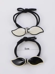 2 chiếc nơ nữ trang trí nơ buộc tóc thời trang cho cuộc sống hàng ngày - Đen và trắng - Xem 5