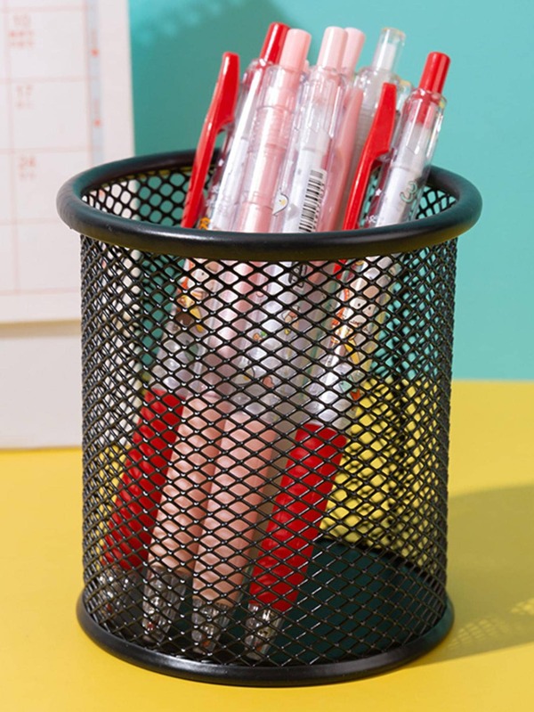 1 peça escavar cor sólida Caneta simples multiuso Caixa de armazenamento de artigo de papelaria para escola estudante