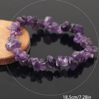 Pulsera asimétrica de piedras preciosas naturales con cuentas de cristal de cuarzo rosa en forma de pepitas y de estiramiento para mujeres