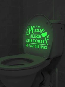 1入組標語圖案夜光馬桶蓋現代PVC厠所馬桶坐墊貼紙 - 彩色 - 查看 2