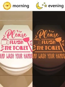 1入組標語圖案夜光馬桶蓋現代PVC厠所馬桶坐墊貼紙 - 彩色 - 查看 6