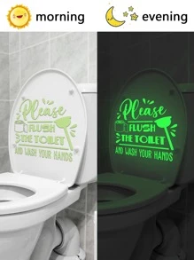 1入組標語圖案夜光馬桶蓋現代PVC厠所馬桶坐墊貼紙 - 彩色 - 查看 5