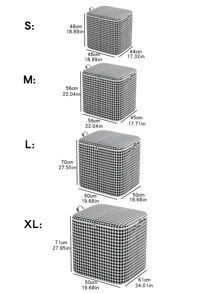 1入組千鳥格圖案被子收納現代無紡布織物毯子收納袋帶拉鍊 - 黑與白 - 查看 6
