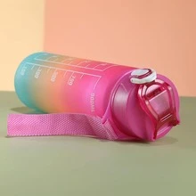 3入組/套2000/900/500ml漸層標語圖案水瓶,便攜塑膠運動水壺帶吸管適用於學校,辦公室 - 淡紫色 - 查看 6