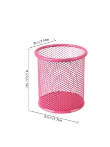 1 hộp đựng bút rỗng màu trơn, hộp đựng văn phòng phẩm đa năng đơn giản cho văn phòng, trường học, học sinh, phụ kiện bàn làm việc, đồ dùng văn phòng. - Màu Hồng baby - Xem 3