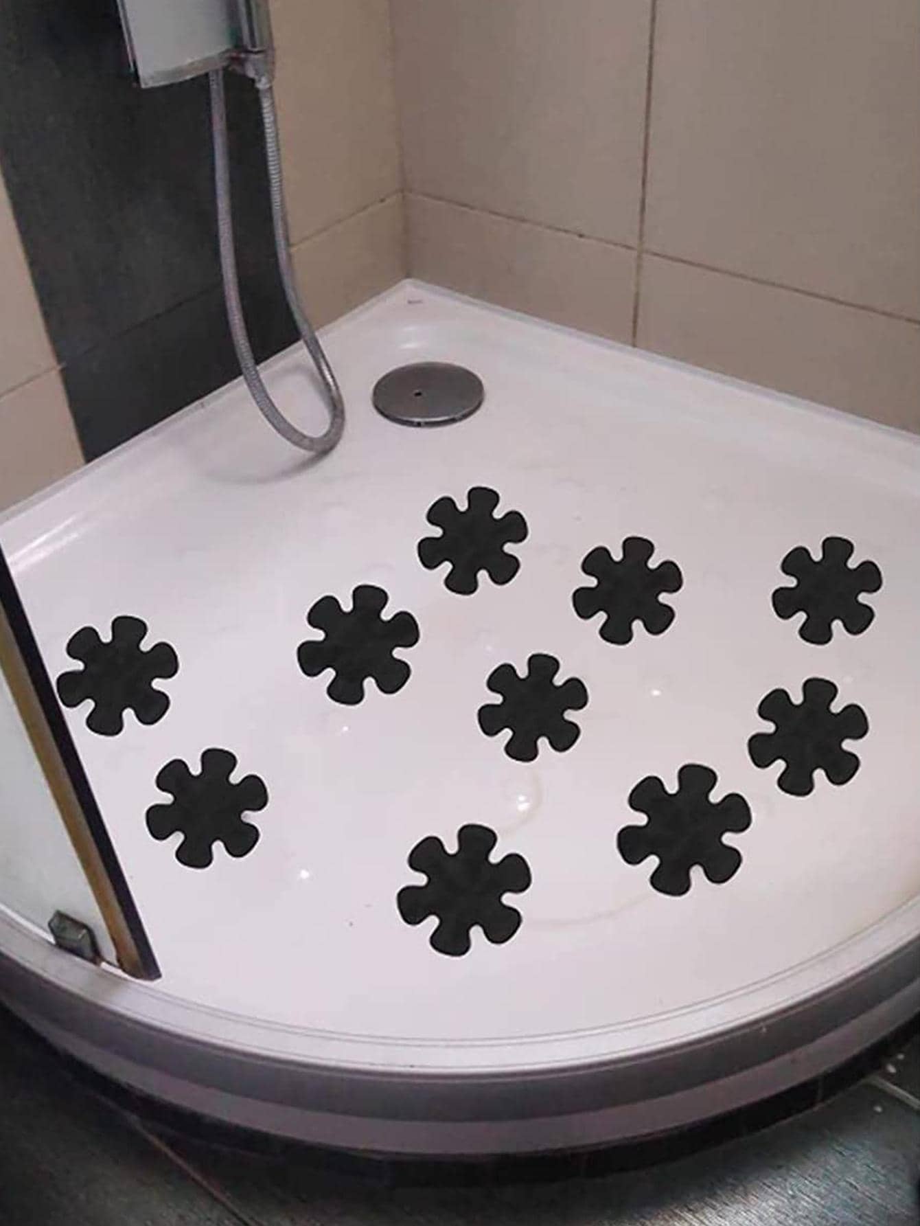 10pcs Flower Design Anti-Slip Shower Tread Sticker, Modern PEVA Non-Slip Shower Stall Mat For Bathroom Home Bathroom Decor Fall Decor Back To School