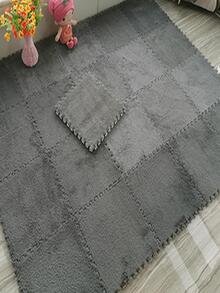 1pc Solid Color Fuzzy Rug, Modern EVA Anti-slip Floor Carpet For Bedroom - Grey - View 4