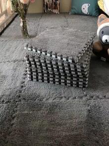 1pc Solid Color Fuzzy Rug, Modern EVA Anti-slip Floor Carpet For Bedroom - Grey - View 6