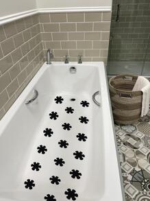 10pcs Flower Design Anti-Slip Shower Tread Sticker, Modern PEVA Non-Slip Shower Stall Mat For Bathroom Home Bathroom Decor Fall Decor Back To School