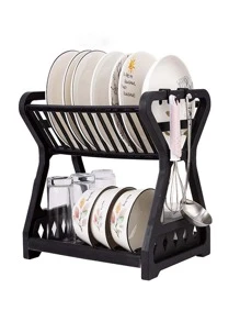 1pc Plastic Multipurpose Kitchen Storage Rack, Double Layer Dish Drain Rack For Kitchen