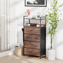 GIKPAL Dresser For Bedroom With 5 Drawer, Dressers & Chests Of Drawers For Hallway, Entryway, Storage Organizer Unit With Fabric, Sturdy Metal Frame, Wood Tabletop, Easy Pull Handle - 棕色 - 查看 2