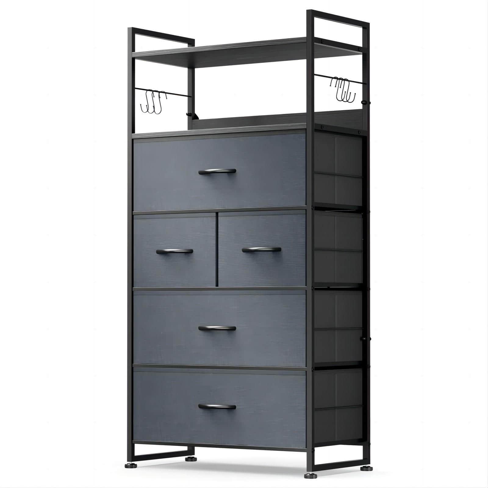 GIKPAL Dresser For Bedroom With 5 Drawer, Dressers & Chests Of Drawers For Hallway, Entryway, Storage Organizer Unit With Fabric, Sturdy Metal Frame, Wood Tabletop, Easy Pull Handle - 灰色 - 查看 1