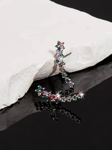 1pc Rhinestone Decor Earring - Silver - View 1