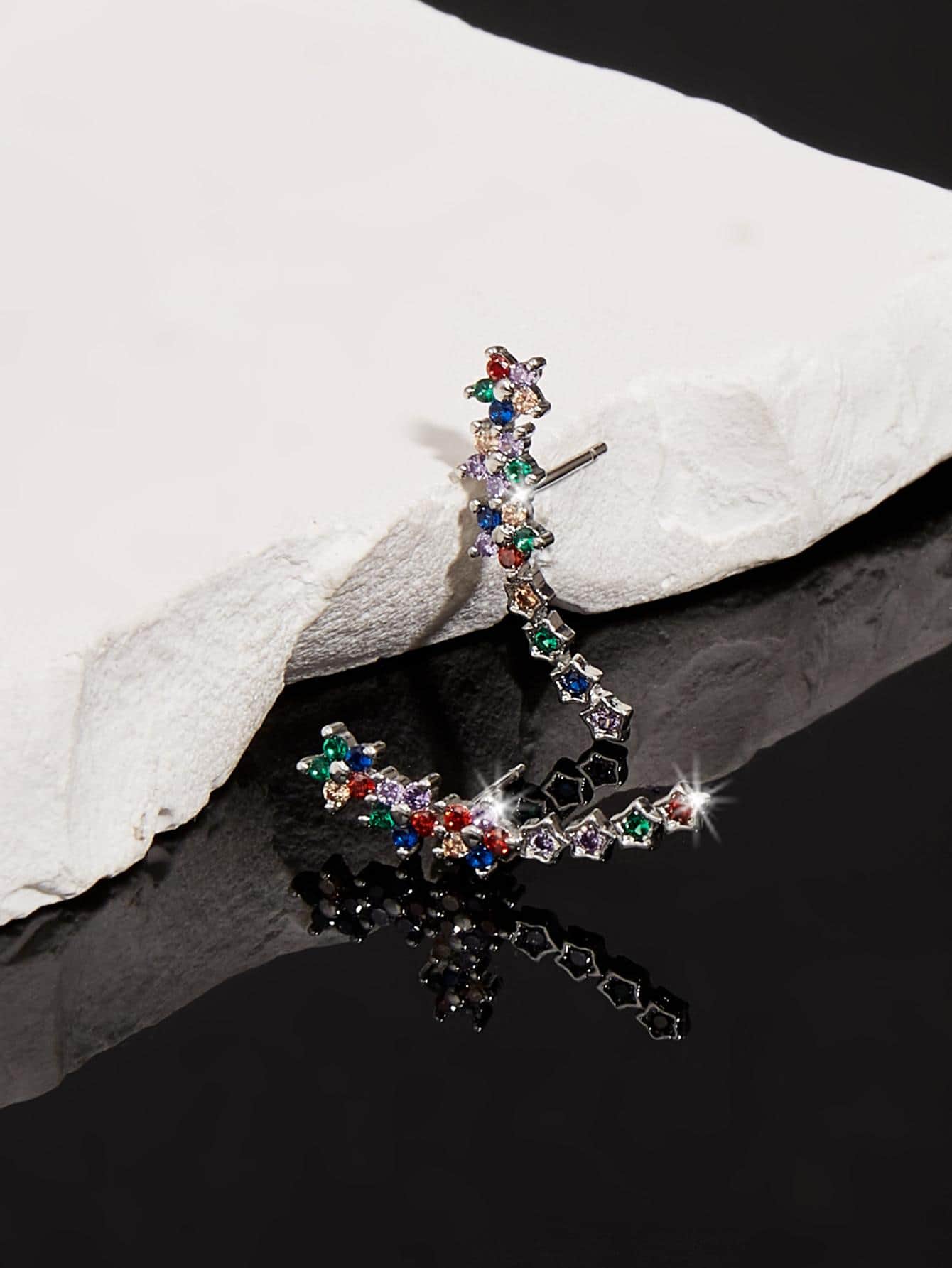 1pc Rhinestone Decor Earring - Silver - View 1