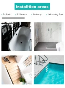 10pcs Flower Design Anti-Slip Shower Tread Sticker, Modern PEVA Non-Slip Shower Stall Mat For Bathroom Home Bathroom Decor Fall Decor Back To School - Dark Grey - View 8