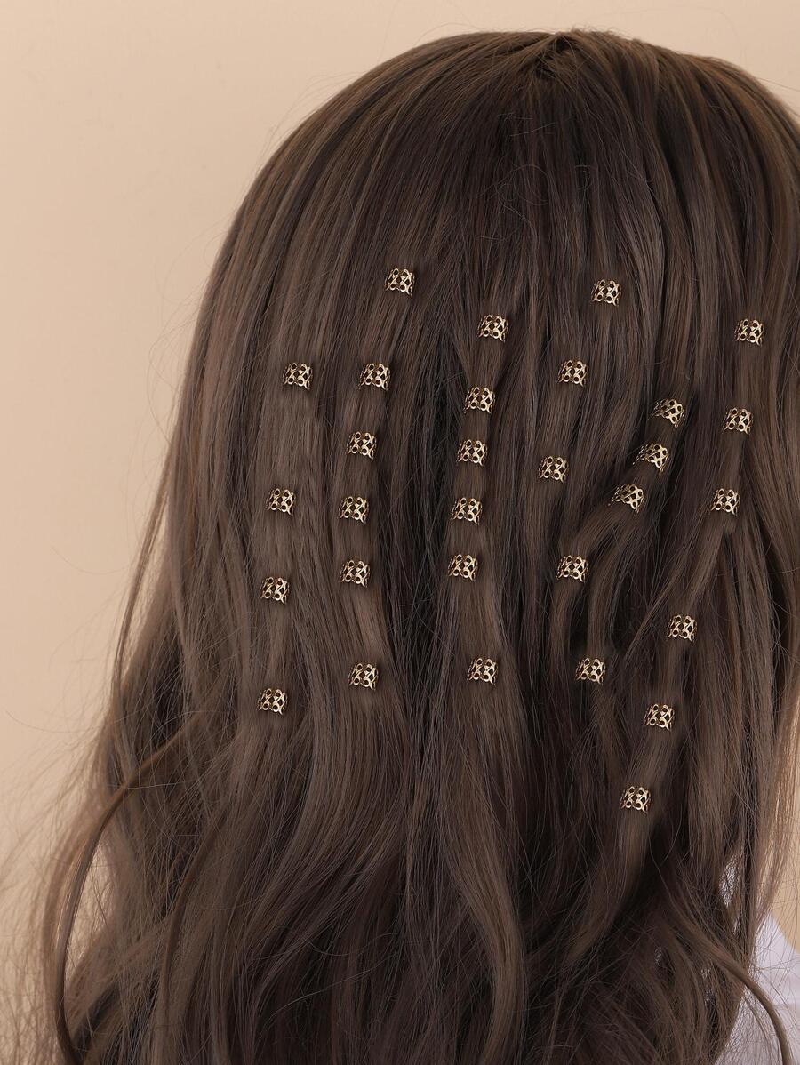 30 cái Phụ nữ Rỗng ra Thiết kế hình học Vòng tóc thời trang để trang trí tóc - Vàng - Xem 1