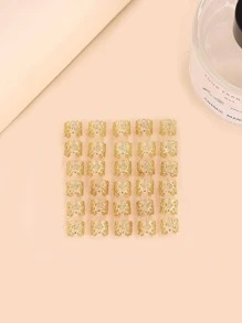 30 cái Phụ nữ Rỗng ra Thiết kế hình học Vòng tóc thời trang để trang trí tóc - Vàng - Xem 2