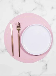 1入組雙面圓形現代PVC耐熱餐墊 - 粉色 - 查看 2