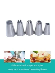 5 piezas Boquilla de tubería de acero inoxidable - Plateado - Ver 4