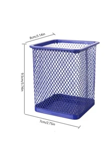 1pc Hollow Out Solid Color Pen Holder, Simple Multi-Purpose Stationery Storage Box For Office, School Student Back To School - Baby Pink - View 3