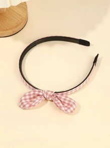 1pc Girls Gingham Bow Decor Cute Headband For Hair Decoration