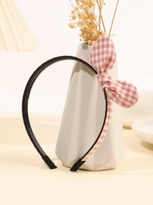 1pc Girls Gingham Bow Decor Cute Headband For Hair Decoration
