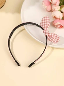 1pc Girls Gingham Bow Decor Cute Headband For Hair Decoration