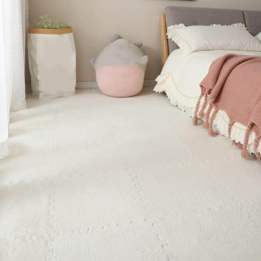 12pcs Solid Color Rug, Modern EVA Anti-slip Floor Carpet For Bedroom