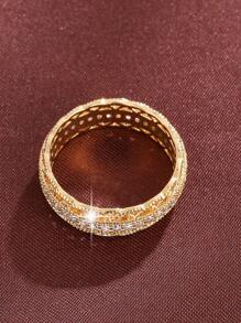 1pc Elegant Lace Design Cubic Zirconia Embellished Women's Ring, Casual Gift - Gold - View 3