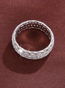 1枚优雅花卉设计立方氧化锆镶嵌女士戒指，休闲礼物 - 銀色 - 查看 3