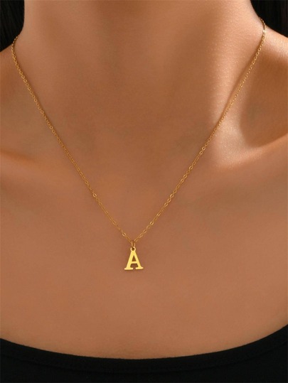 1pc Fashionable Stainless Steel Letter Charm Necklace For Women For Daily Decoration
