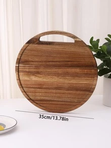 1 pieza Tabla de cortar de madera redondo - Marrón - Ver 5