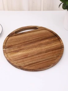 1 pieza Tabla de cortar de madera redondo - Marrón - Ver 2