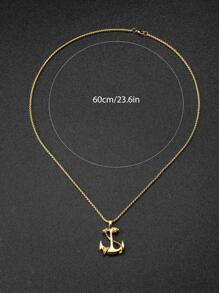 1Pc Minimalist Anchor Pendant Necklace For Men Daily Decoration For Valentine's Day Gift Zinc Alloy Gold Yellow Valentines
