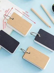 1pc Solid Color Binder Ring Memo Pad, Simple Multi-purpose Portable Note Pad For Office, Student - Khaki - View 3