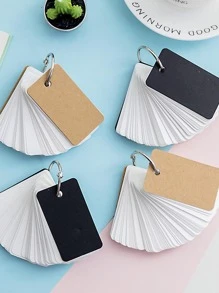 1pc Solid Color Binder Ring Memo Pad, Simple Multi-purpose Portable Note Pad For Office, Student - Khaki - View 2