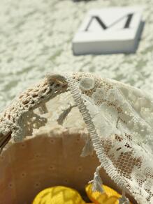 1pc Hollow Out Tassel Decor Outdoor Picnic Mat - Beige - View 5