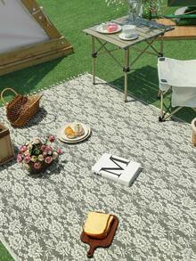 1pc Hollow Out Tassel Decor Outdoor Picnic Mat - Beige - View 3