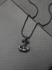 1Pc Mặt dây chuyền mỏ neo tối giản cho nam Trang trí hàng ngày làm quà tặng ngày lễ tình nhân Hợp kim kẽm Màu đen - màu đen - Xem 1