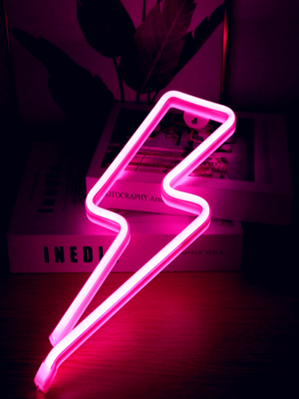 1入組PS霓虹燈，創意閃電形LED家用霓虹燈